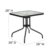 Bowery Hill 5 Piece Rattan/Glass Square Patio Dining Set in Black