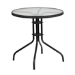 Bowery Hill 2 Piece Rattan/Glass Round Patio Dining Set in Black
