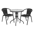 Bowery Hill 2 Piece Rattan/Glass Round Patio Dining Set in Black
