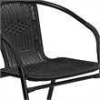 Bowery Hill 5 Piece Rattan/Glass Round Patio Dining Set in Black