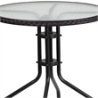 Bowery Hill 5 Piece Rattan/Glass Round Patio Dining Set in Black