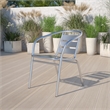 Bowery Hill Metal Silver Patio Chair Rectangular Lightweight 29