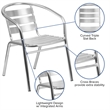 Bowery Hill Metal Silver Patio Chair Rectangular Lightweight 29