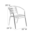 Bowery Hill Metal Silver Patio Chair Rectangular Lightweight 29