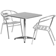 Bowery Hill 3 Piece Stainless Steel Square Patio Dining Set in Aluminum Silver