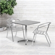 Bowery Hill 3 Piece Stainless Steel Square Patio Dining Set in Aluminum Silver