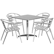 Bowery Hill 5 Piece Stainless Steel Square Patio Dining Set in Aluminum Silver
