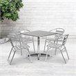 Bowery Hill 5 Piece Stainless Steel Square Patio Dining Set in Aluminum Silver