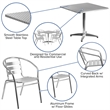 Bowery Hill 5 Piece Stainless Steel Square Patio Dining Set in Aluminum Silver