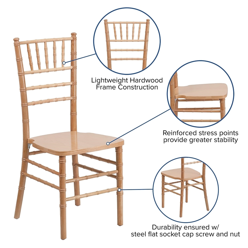 Bowery Hill Wood Chiavari Stacking Chair in Natural