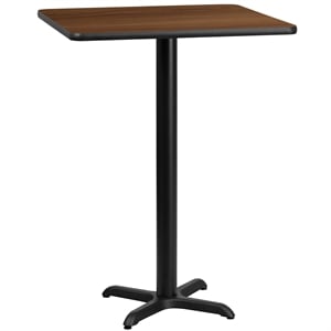 Bowery Hill 24&quot Square Restaurant Bar Table in Black and Walnut