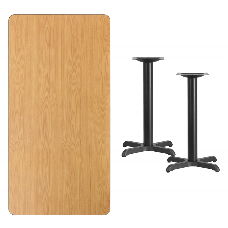 Bowery Hill Laminate Black and Natural Dining Table Rectangular 30