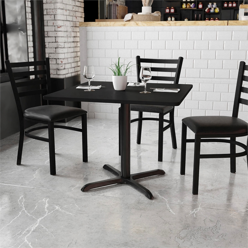 Bowery Hill Laminate Black Dining Table Square 36