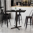Bowery Hill Cast Iron Black Bar Table Square Easy Assembly 42