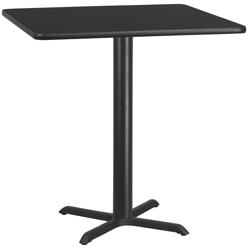 Bowery Hill Cast Iron Black Bar Table Square Easy Assembly 42