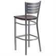 Bowery Hill Bar Stool in Mahogany and Silver