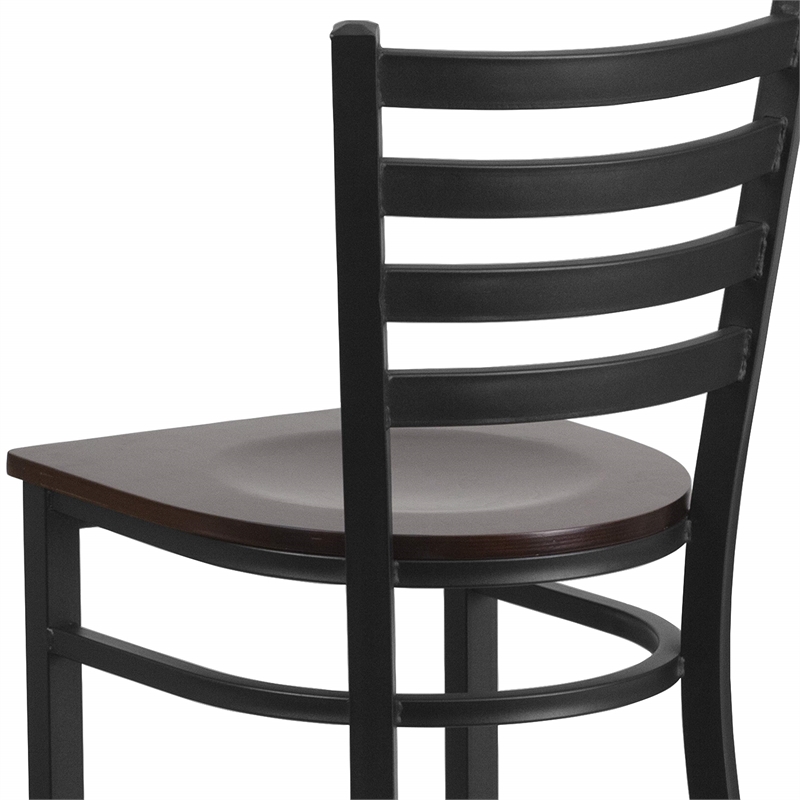 Bowery Hill Metal Restaurant Bar Stool in Black and Walnut