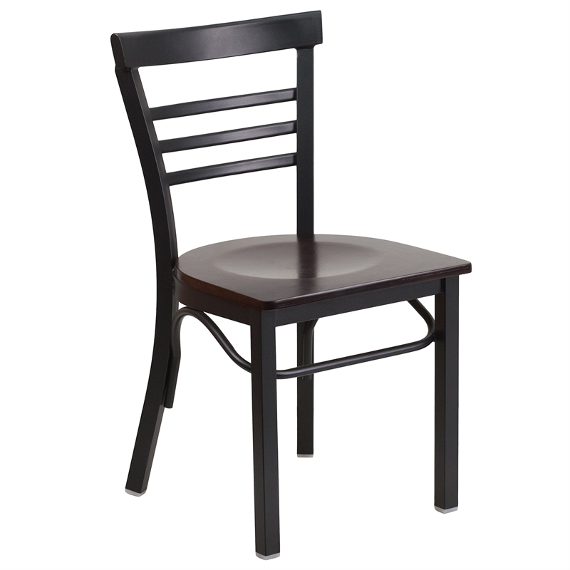Bowery Hill Restaurant Dining Chair in Black and Walnut