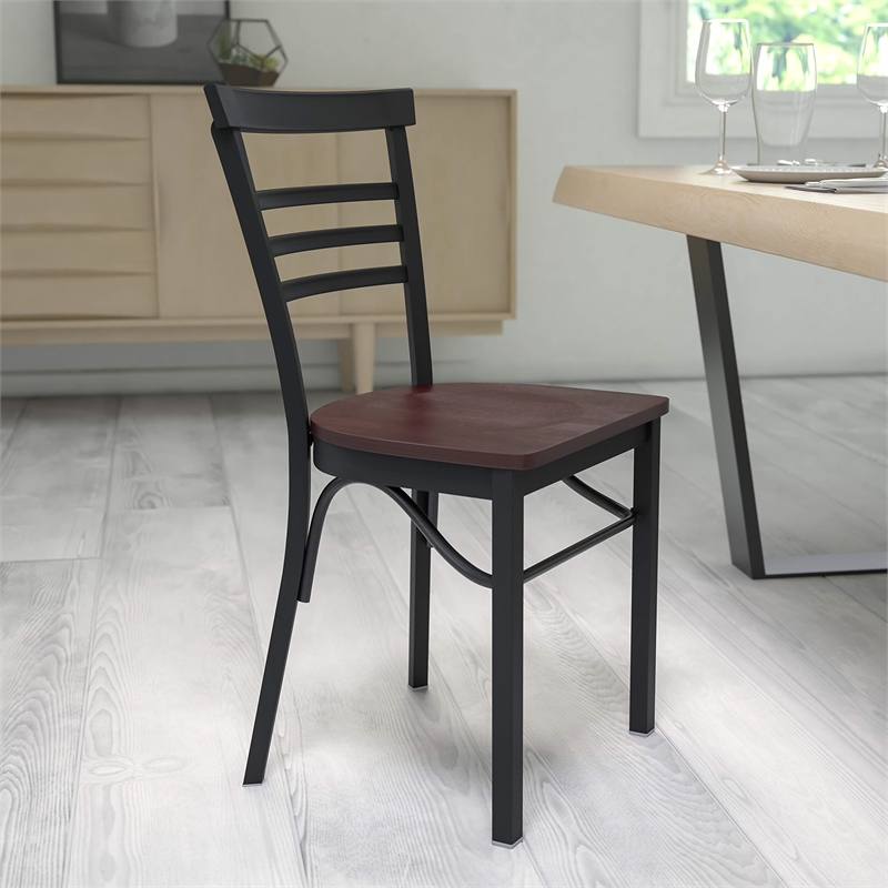 Bowery Hill Restaurant Dining Chair in Black and Walnut