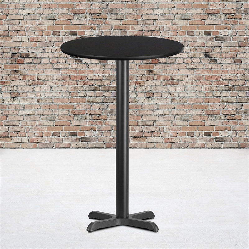 Bowery Hill Laminate Wood Black Bar Table Round Heat Resistant 24