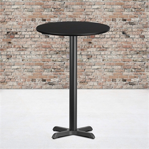 Bowery Hill Laminate Wood Black Bar Table Round Heat Resistant 24&quot Unassembled