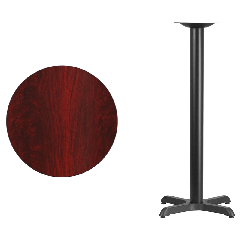 Bowery Hill Laminate Wood Black Bar Table Round Heat Resistant 24