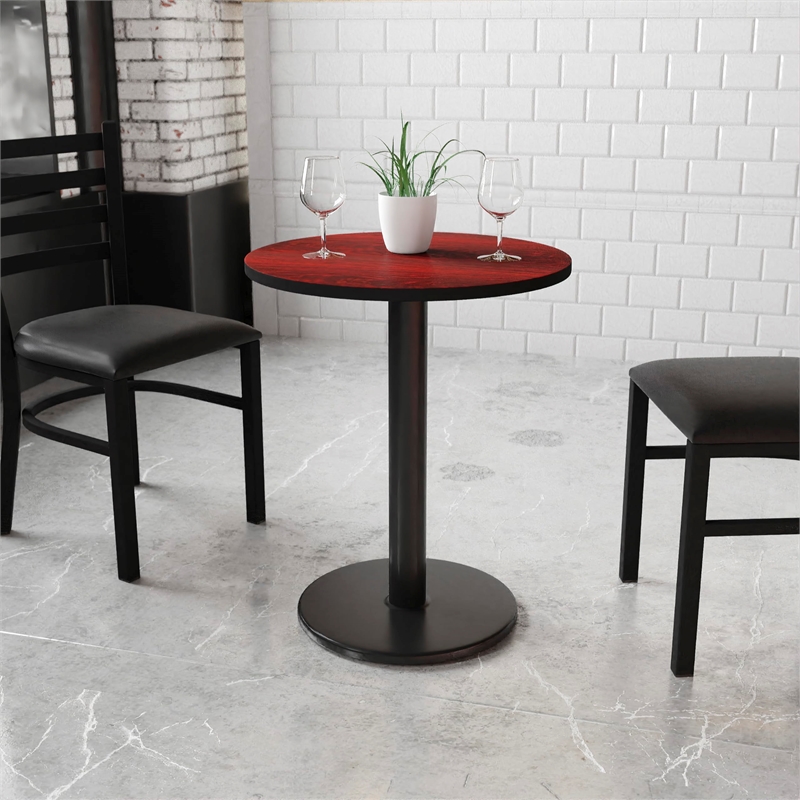 Bowery Hill Laminate Black Dining Table Round Easy Assembly 24