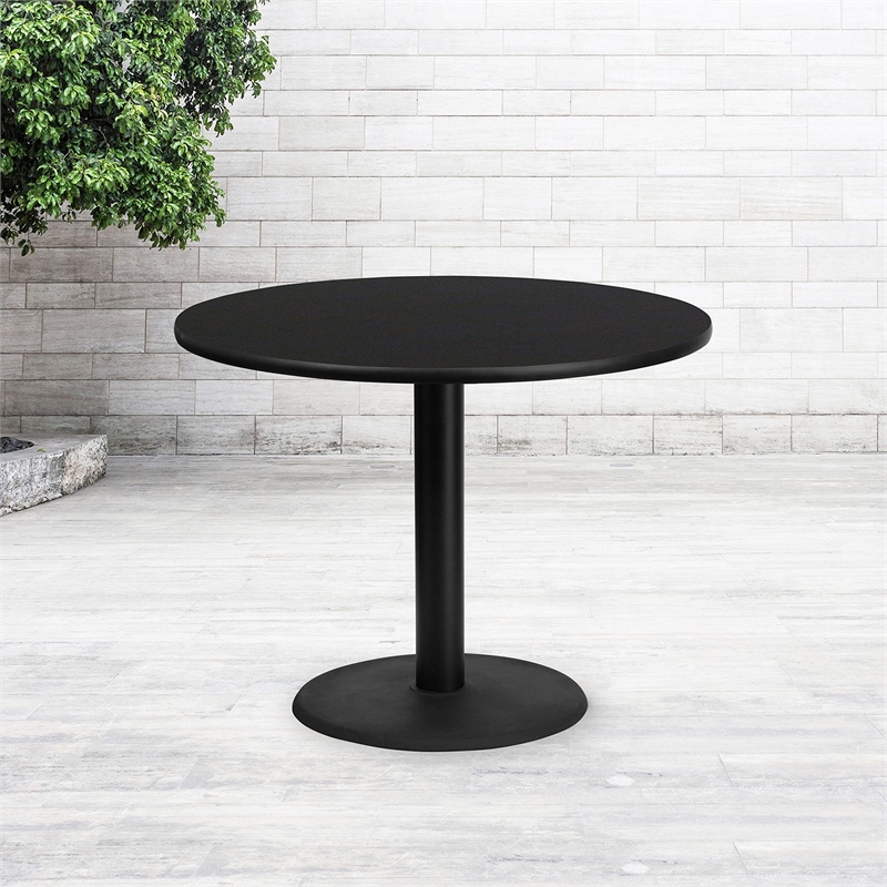 Bowery Hill Cast Iron Black Dining Table Round 42