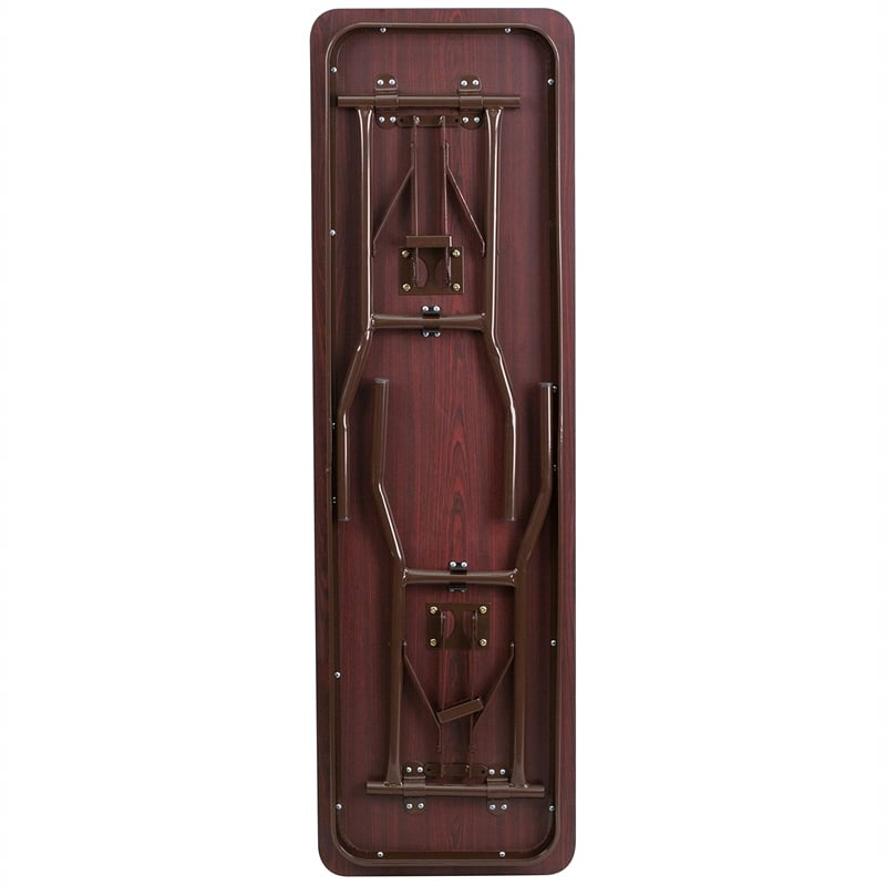 Bowery Hill Wood Mahogany Folding Table Rectangular 60