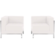 Bowery Hill 2 Piece Leather Reception Sofa Set in White