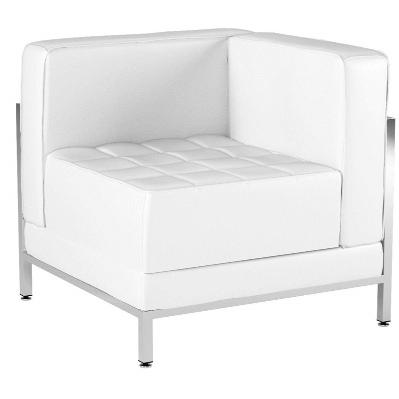 Bowery Hill 2 Piece Leather Reception Sofa Set in White