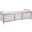Bowery Hill Leather Upholstered Straight Arm Reception Sofa in White