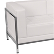 Bowery Hill Leather Upholstered Straight Arm Reception Sofa in White