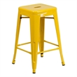 Bowery Hill Metal Yellow Counter Height Stool Backless Lightweight 24