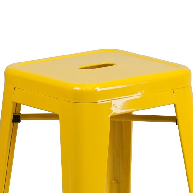 Bowery Hill Metal Yellow Counter Height Stool Backless Lightweight 24