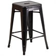 Bowery Hill Metal 24'' Backless Counter Stool in Black and Gold