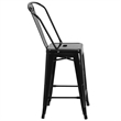 Bowery Hill 24'' Industrial Steel Metal Counter Stool in Black