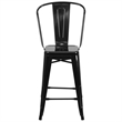 Bowery Hill 24'' Industrial Steel Metal Counter Stool in Black