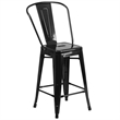 Bowery Hill 24'' Industrial Steel Metal Counter Stool in Black