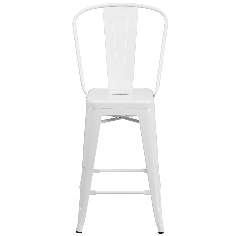 Bowery Hill 24'' Industrial Steel Metal Counter Stool in White