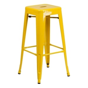 Bowery Hill Metal Yellow Bar Height Stool Square Backless 12&quot Unassembled
