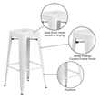 Bowery Hill 30'' Contemporary Steel Metal Backless Bar Stool in White
