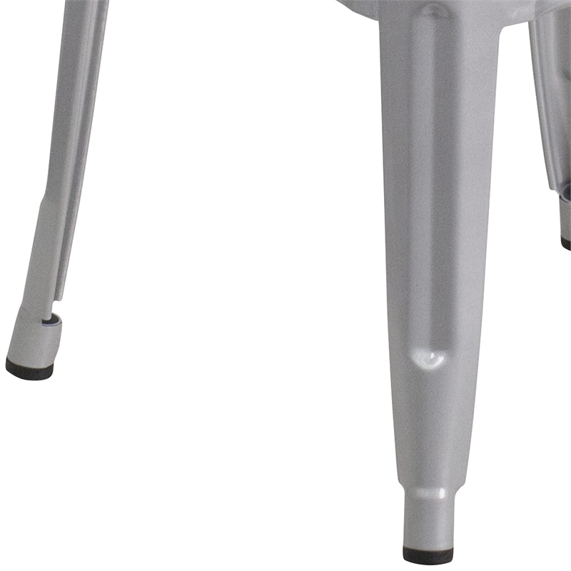 Bowery Hill 30'' Industrial Metal Backless Bar Height Stool in Silver
