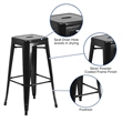Bowery Hill Metal 30'' Backless Bar Stool in Black