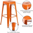 Bowery Hill Metal Orange Bar Height Backless Stool Square Indoor Outdoor 30