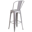 Bowery Hill 30'' Industrial Steel Metal/Plastic Bar Stool in Silver