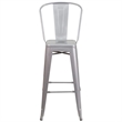 Bowery Hill 30'' Industrial Steel Metal/Plastic Bar Stool in Silver