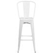 Bowery Hill 30'' Industrial Steel Metal/Plastic Bar Stool in White