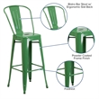 Bowery Hill Metal 30'' Bar Stool in Green