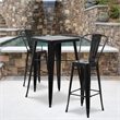 Bowery Hill Metal 3 Piece Bar Table Set in Red